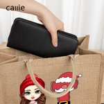Personalized Christmas Cartoon Character Reusable Name Elk Snowman Jute Bag with Initial Christmas Birthday Gift for Family Friend