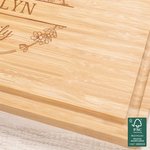 Personalised Engraved Wreath Name FSC Bamboo Charcuterie Chopping Board with Juice Groove Housewarming Wedding Anniversary Gift for Couple Family