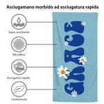 Asciugamano da spiaggia personalizzato super assorbente ad asciugatura rapida a forma di fiore di margherita con nome Multicolore disponibile Regalo d