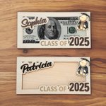 Personalized Classic Winnie the Pooh with Graduation Hat Wooden Money Holder with Name Graduation Gift for Class of 2025 Graduates