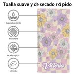 Toalla de playa de gran tamaño, de secado rápido, con margaritas de colores y nombre, para regalo de cumpleaños, fiesta de verano y vacaciones.