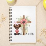 Personalized Cartoon Character Cross Birth Flower Name Spiral Notebook Easter Party Favor Back to School Gift for Boys Girls