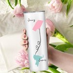 Personalised I Wish You Lived Next Door State Map Names 20 oz Skinny Tumbler with Lid and Straw Travel Accessory Long Distance Gift for Friend Family