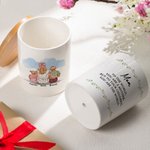 Personalized Watercolor Family Embrace Ceramic Plant Pot with Bamboo Base and Text Home Decor Mother's Day Birthday Gift for Mom