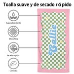 Toalla de playa de microfibra de secado rápido personalizada con nombre de margaritas en damero Regalo esencial de verano para niños