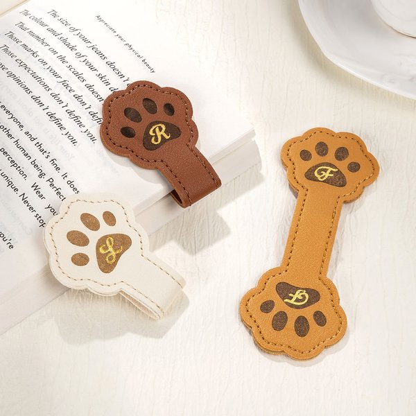 Gepersonaliseerde Schattige Paw Magnetische Leren Bladwijzer Clip met initiaal Reading Accessory Verjaardagscadeau voor boekliefhebber Bookworm