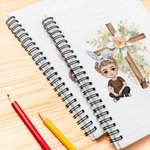 Personalized Cartoon Character Cross Birth Flower Name Spiral Notebook Easter Party Favor Back to School Gift for Boys Girls
