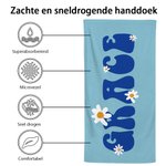 Gepersonaliseerde Super Absorberende Sneldrogende Strandlaken met Daisy Bloem en Naam Multicolor Beschikbaar Vakantie Feest Cadeau voor Haar