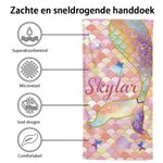 Gepersonaliseerd Schattig Zeemeermin Sneldrogend Oversized Strandlaken met Naam Vakantie Feest Strand Feest Accessoires Zomer Cadeau voor Haar