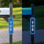 Personlig vattentät reflekterande aluminium adressskylt plakett med dörrnummer uppsättning av 2 inflyttningspresent för familj granne