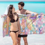 Personalisierte niedliche Meerjungfrau schnell trocken überdimensioniert Strandtuch mit Namen Urlaub Party Strand Party Zubehör Sommer Geschenk für Sie