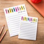Personalized Retro Colorful Notepad with Grade and Name Teacher's Day Back to School Gift for Teacher