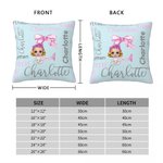 Personalized Cute Cartoon Baby Bow Initial Soft Throw Pillow Cover with Name Home Decor Baby Shower Gift for Newborn New Mom