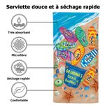 Serviette de Plage Personnalisée avec Noms Motif Tongs Super Absorbante Séchage Rapide Indispensable de Voyage Cadeau pour Maman Grand-Mère