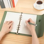 Personalized Monogram A6 A5 Leather Notebook Pen Set with Card Holder and Mobile Phone Storage Layer 90 Pages Birthday Business Gift for Employee