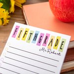 Personalized Retro Colorful Notepad with Grade and Name Teacher's Day Back to School Gift for Teacher