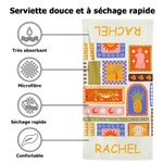 Serviette de plage à séchage rapide personnalisée avec nom, fleurs d'été, noix de coco, plaid, voyage, cadeau d'anniversaire essentiel pour les enfants, la famille et les amis.