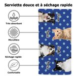 Serviette de Plage Personnalisée avec Photo d'Animal Super Absorbante Séchage Rapide Cadeau Anniversaire pour Propriétaires d'Animal de Compagnie