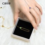 Bracelet à Anneau de Doigt en Acier Inoxydable Personnalisé avec Pierre de Naissance et Initiale Chaine Ajustable Cadeau de Saint Valentin pour Femme