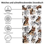 Personalisierte Haustier Foto Paw Print Quick Dry Strandtuch mit Namen Strand Zubehör Urlaub Geschenk für Katze Hundeliebhaber