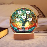 Veilleuse LED Personnalisée avec 2-16 Noms Design Arbre de Vie Style Vitrail Base en Bois Cadeau Anniversaire Fête des Mères pour Famille Maman