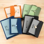 Personalized Monogram A6 A5 Leather Notebook Pen Set with Card Holder and Mobile Phone Storage Layer 90 Pages Birthday Business Gift for Employee
