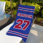 Personalisierte Multicolor Monogramm Streifen schnelltrocknen übergroß Strandtuch mit Namen Nummer Spieltag Geburtstag Geschenk für Sportliebhaber