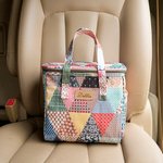 Personalised Old School Patchwork Insulated Lunch Bag with Engraved Name Portable Back to School Work Picnic Accessories Gift for Teachers Students