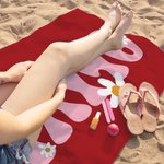 Personalized Super Absorbent Quick Dry Daisy Flower Beach Towel with Name Multicolor Available Vacation Party Gift for Her