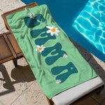 Personalized Super Absorbent Quick Dry Daisy Flower Beach Towel with Name Multicolor Available Vacation Party Gift for Her