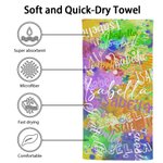 Personalized Art Tie-dye Graffiti Name Cloud Quick Dry Oversized Microfiber Beach Towel Holiday Travel Essential Birthday Gift for Family Friends