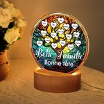 Veilleuse LED Personnalisée avec 2-16 Noms Design Arbre de Vie Style Vitrail Base en Bois Cadeau Anniversaire Fête des Mères pour Famille Maman