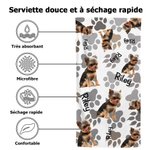 Serviette de Plage Personnalisée avec Nom Photo de l'Animal Design de Patte Séchage Rapide Accessoire de Plage Cadeau de Vacances