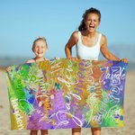 Personalized Art Tie-dye Graffiti Name Cloud Quick Dry Oversized Microfiber Beach Towel Holiday Travel Essential Birthday Gift for Family Friends