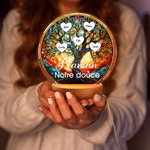 Veilleuse LED Personnalisée avec 2-16 Noms Design Arbre de Vie Style Vitrail Base en Bois Cadeau Anniversaire Fête des Mères pour Famille Maman