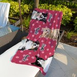 Personalised Pet Photo Polka Dots Beach Towel with Name Super Absorbent Quick Dry Vacation Pool Party Birthday Gift for Pet Lovers Owners