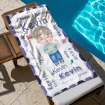 Personalized Cute Cartoon Word Cloud Patterned Quick Dry Oversized Microfiber Beach Towel Summer Travel Essentials Birthday Gift for Boys Girls
