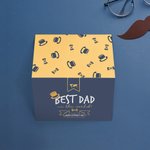 Tarjeta del Día del Padre con diseño de lazos y sombreros con el texto 'Best Dad