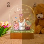 Personalized Best Mom Ever Watercolor Family Embrace LED Night Light with Wooden Base Home Decor Mother's Day Birthday Gift for Mom