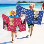 Personalised Pet Photo Polka Dots Beach Towel with Name Super Absorbent Quick Dry Vacation Pool Party Birthday Gift for Pet Lovers Owners