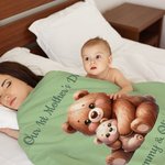 Personalized Cute Elephant Rabbit Animal Design Soft Throw Blanket with Name and Year 1st Mother's Day Home Decor Birthday Gift for Kid Mom