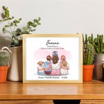 Personalized Mother and 1-3 Children Cartoon Character Electronic File Paper Framed Painting with Names Home Decor Mother's Day Birthday Gift for Mom