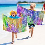 Personalized Art Tie-dye Graffiti Name Cloud Quick Dry Oversized Microfiber Beach Towel Holiday Travel Essential Birthday Gift for Family Friends