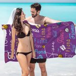 Personalised Colourful Sunglass Soft Name Quick Dry Beach Towel Vacation Beach Accessories Gift for Family