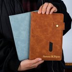 Personalized Gold Metallic Foil Name A5  Leather Notebook with Lined Pages and Clasp Daily Journal Graduation Birthday Gift for Family Friends