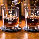 Copas de whisky personalizadas con nombre y fecha grabados Juego de 2 copas de regalo de aniversario de boda para pareja