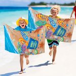 Personalized Grandma's Beach Buddies Slippers Super Absorbent Quick Dry Soft Beach Towel with Names Travel Essential Birthday Gift for Mom Grandma