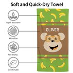 Personalised Fantasy Unicorn Dog Fox Monkey Design Oversized Quick Dry Beach Towel with Name Beach Pool Party Birthday Gift for Boys Girls