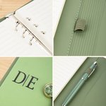 Personalized Monogram A6 A5 Leather Notebook Pen Set with Card Holder and Mobile Phone Storage Layer 90 Pages Birthday Business Gift for Employee