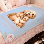 Personalized Cute Elephant Rabbit Animal Design Soft Throw Blanket with Name and Year 1st Mother's Day Home Decor Birthday Gift for Kid Mom